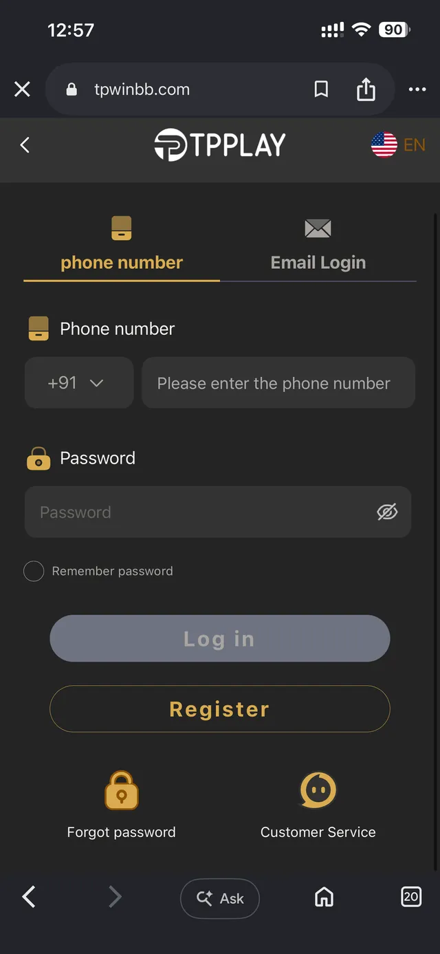 TP Play app sign-in screen
